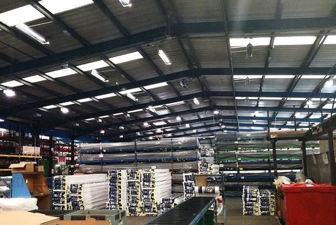 Inside view of warehouse roof